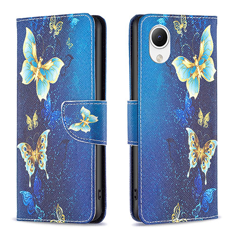 Custodia Portafoglio In Pelle Fantasia Modello Cover con Supporto B03F per Samsung Galaxy A23 5G SC-56C Cielo Blu