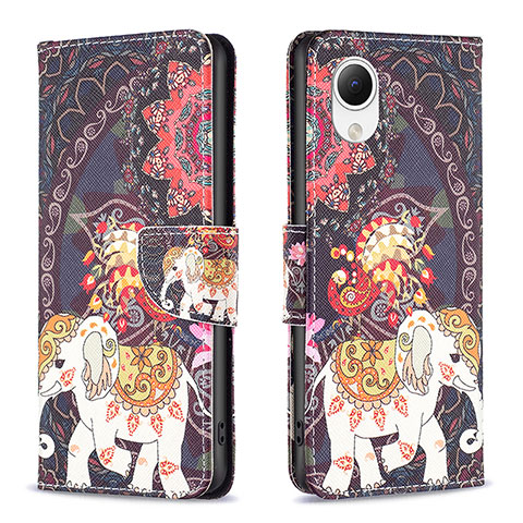 Custodia Portafoglio In Pelle Fantasia Modello Cover con Supporto B03F per Samsung Galaxy A23e 5G Marrone