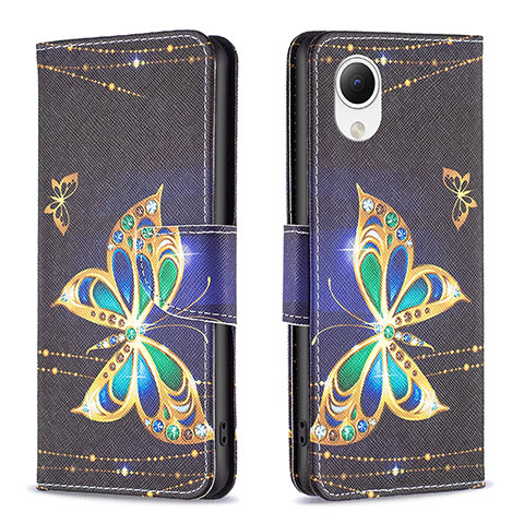 Custodia Portafoglio In Pelle Fantasia Modello Cover con Supporto B03F per Samsung Galaxy A23s Nero