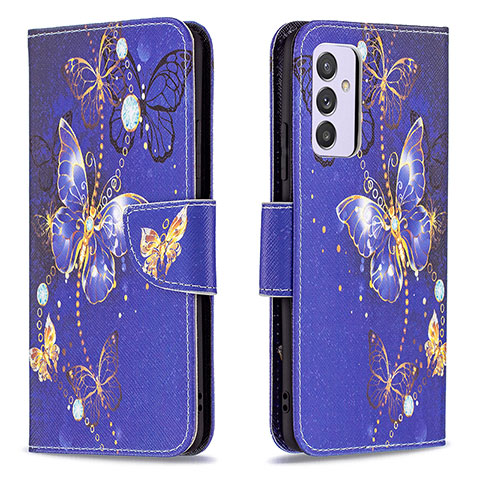 Custodia Portafoglio In Pelle Fantasia Modello Cover con Supporto B03F per Samsung Galaxy A24 4G Blu Notte