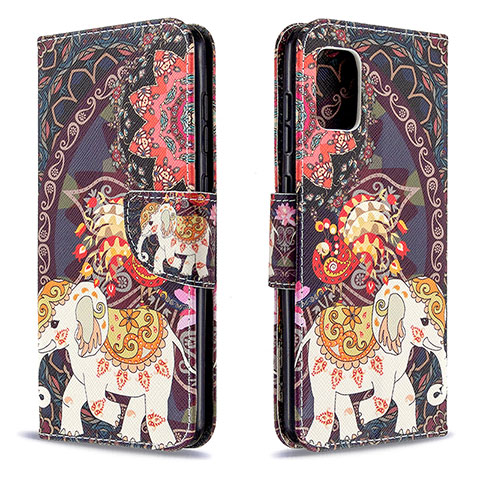 Custodia Portafoglio In Pelle Fantasia Modello Cover con Supporto B03F per Samsung Galaxy A31 Marrone