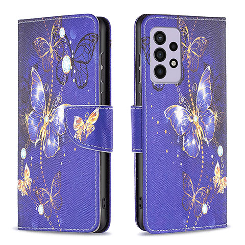 Custodia Portafoglio In Pelle Fantasia Modello Cover con Supporto B03F per Samsung Galaxy A33 5G Blu Notte