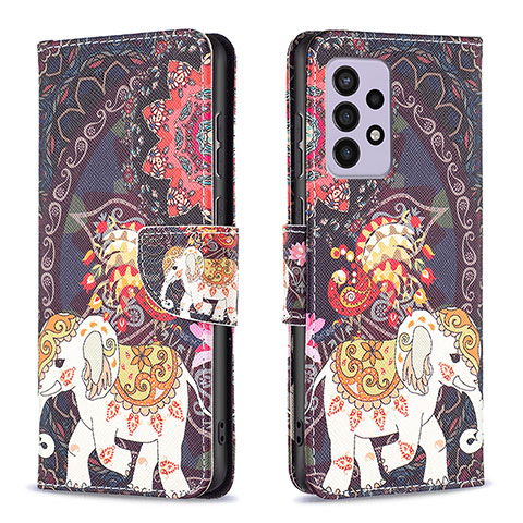 Custodia Portafoglio In Pelle Fantasia Modello Cover con Supporto B03F per Samsung Galaxy A33 5G Marrone