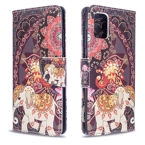 Custodia Portafoglio In Pelle Fantasia Modello Cover con Supporto B03F per Samsung Galaxy A51 5G Marrone