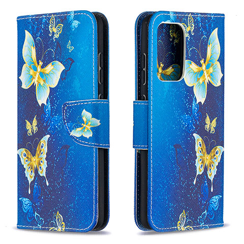 Custodia Portafoglio In Pelle Fantasia Modello Cover con Supporto B03F per Samsung Galaxy A52 4G Cielo Blu