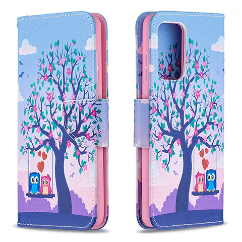 Custodia Portafoglio In Pelle Fantasia Modello Cover con Supporto B03F per Samsung Galaxy A52 5G Lavanda