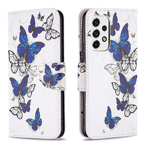 Custodia Portafoglio In Pelle Fantasia Modello Cover con Supporto B03F per Samsung Galaxy A53 5G Blu