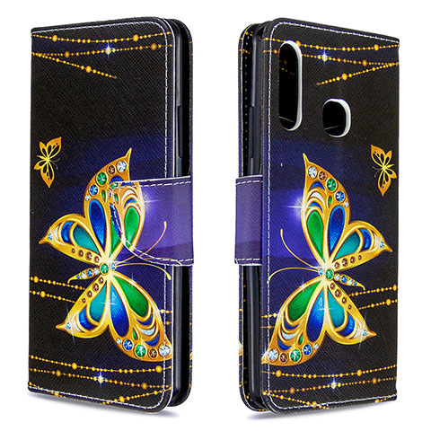 Custodia Portafoglio In Pelle Fantasia Modello Cover con Supporto B03F per Samsung Galaxy A70E Nero