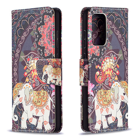 Custodia Portafoglio In Pelle Fantasia Modello Cover con Supporto B03F per Samsung Galaxy A72 4G Marrone