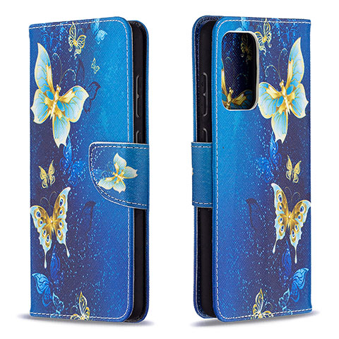 Custodia Portafoglio In Pelle Fantasia Modello Cover con Supporto B03F per Samsung Galaxy A72 5G Cielo Blu