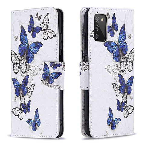 Custodia Portafoglio In Pelle Fantasia Modello Cover con Supporto B03F per Samsung Galaxy F02S SM-E025F Blu