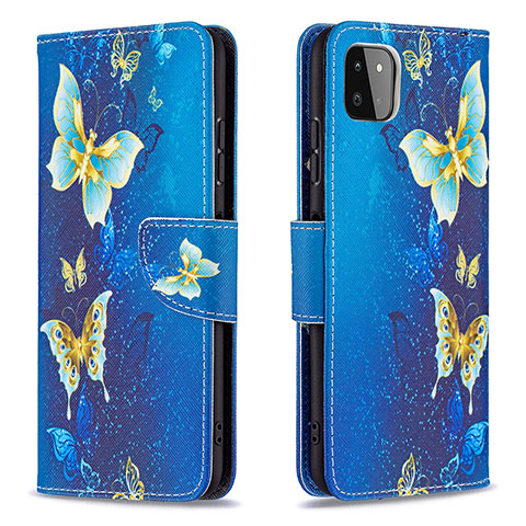 Custodia Portafoglio In Pelle Fantasia Modello Cover con Supporto B03F per Samsung Galaxy F42 5G Cielo Blu