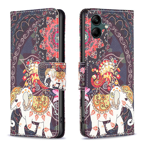 Custodia Portafoglio In Pelle Fantasia Modello Cover con Supporto B03F per Samsung Galaxy M04 Marrone