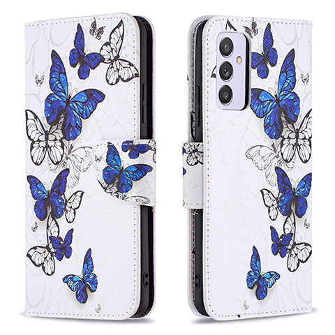 Custodia Portafoglio In Pelle Fantasia Modello Cover con Supporto B03F per Samsung Galaxy M14 5G Blu