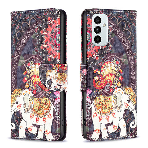 Custodia Portafoglio In Pelle Fantasia Modello Cover con Supporto B03F per Samsung Galaxy M23 5G Marrone