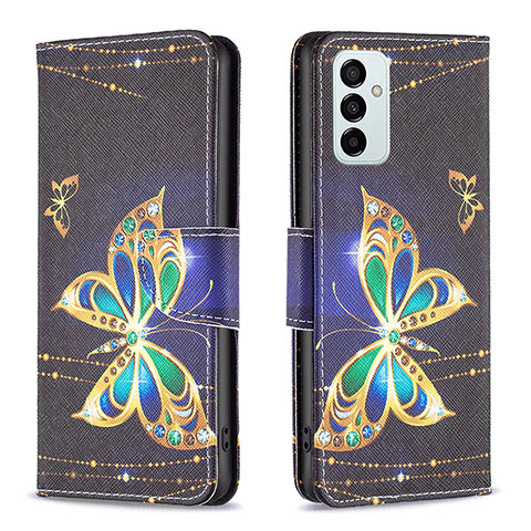 Custodia Portafoglio In Pelle Fantasia Modello Cover con Supporto B03F per Samsung Galaxy M23 5G Nero