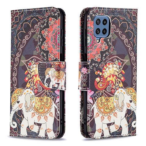 Custodia Portafoglio In Pelle Fantasia Modello Cover con Supporto B03F per Samsung Galaxy M32 4G Marrone