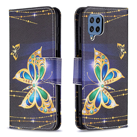 Custodia Portafoglio In Pelle Fantasia Modello Cover con Supporto B03F per Samsung Galaxy M32 4G Nero