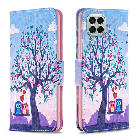 Custodia Portafoglio In Pelle Fantasia Modello Cover con Supporto B03F per Samsung Galaxy M33 5G Lavanda