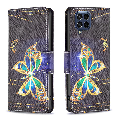 Custodia Portafoglio In Pelle Fantasia Modello Cover con Supporto B03F per Samsung Galaxy M53 5G Nero