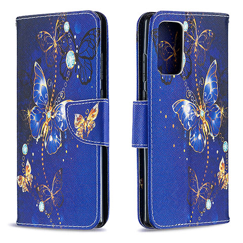 Custodia Portafoglio In Pelle Fantasia Modello Cover con Supporto B03F per Samsung Galaxy Note 20 5G Blu Notte