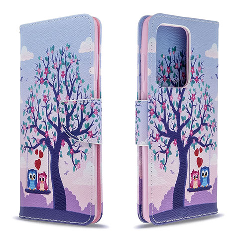 Custodia Portafoglio In Pelle Fantasia Modello Cover con Supporto B03F per Samsung Galaxy S20 Plus Lavanda