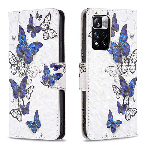 Custodia Portafoglio In Pelle Fantasia Modello Cover con Supporto B03F per Xiaomi Mi 11i 5G (2022) Blu