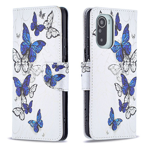 Custodia Portafoglio In Pelle Fantasia Modello Cover con Supporto B03F per Xiaomi Mi 11X 5G Blu