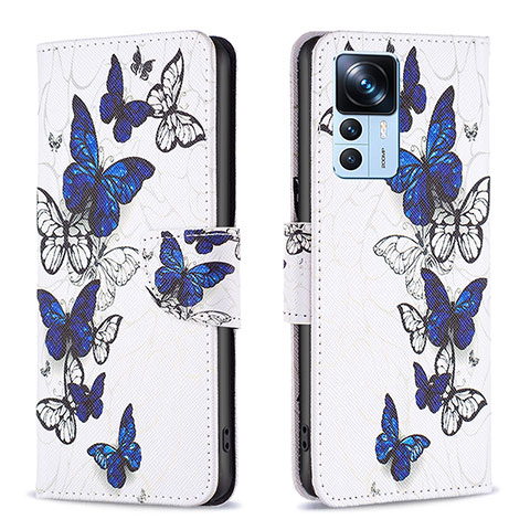 Custodia Portafoglio In Pelle Fantasia Modello Cover con Supporto B03F per Xiaomi Mi 12T 5G Blu