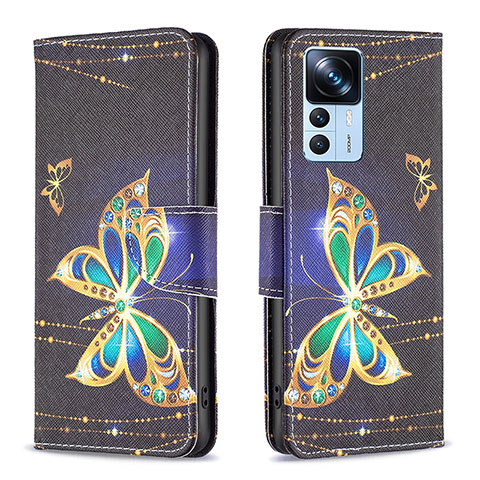 Custodia Portafoglio In Pelle Fantasia Modello Cover con Supporto B03F per Xiaomi Mi 12T 5G Nero