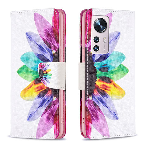 Custodia Portafoglio In Pelle Fantasia Modello Cover con Supporto B03F per Xiaomi Mi 12X 5G Rosa Caldo