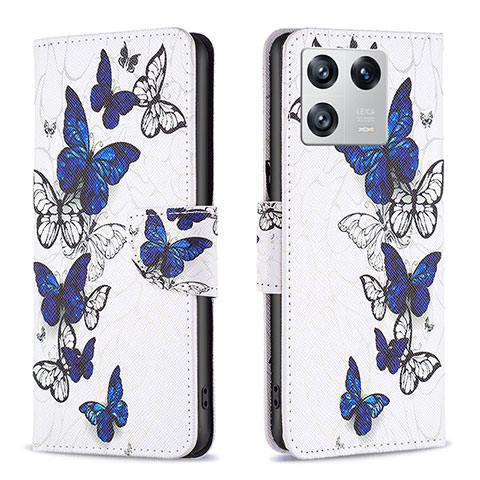 Custodia Portafoglio In Pelle Fantasia Modello Cover con Supporto B03F per Xiaomi Mi 13 Pro 5G Blu