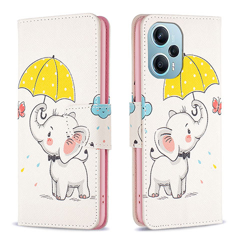 Custodia Portafoglio In Pelle Fantasia Modello Cover con Supporto B03F per Xiaomi Poco F5 5G Giallo