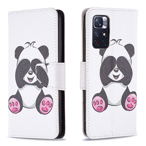 Custodia Portafoglio In Pelle Fantasia Modello Cover con Supporto B03F per Xiaomi Poco M4 Pro 5G Bianco