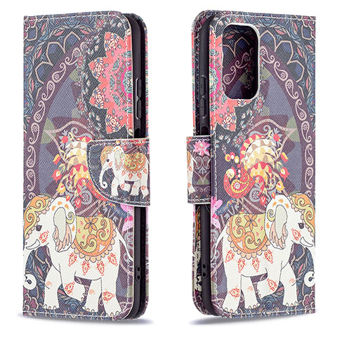 Custodia Portafoglio In Pelle Fantasia Modello Cover con Supporto B03F per Xiaomi Poco M5S Marrone