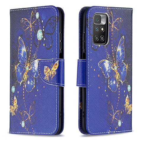 Custodia Portafoglio In Pelle Fantasia Modello Cover con Supporto B03F per Xiaomi Redmi 10 (2022) Blu Notte