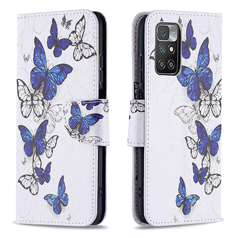 Custodia Portafoglio In Pelle Fantasia Modello Cover con Supporto B03F per Xiaomi Redmi 10 4G Blu