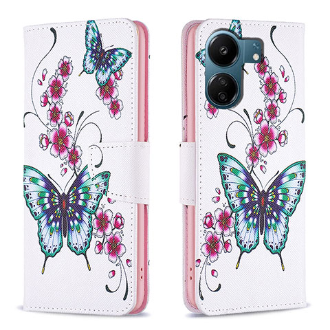 Custodia Portafoglio In Pelle Fantasia Modello Cover con Supporto B03F per Xiaomi Redmi 13C Colorato