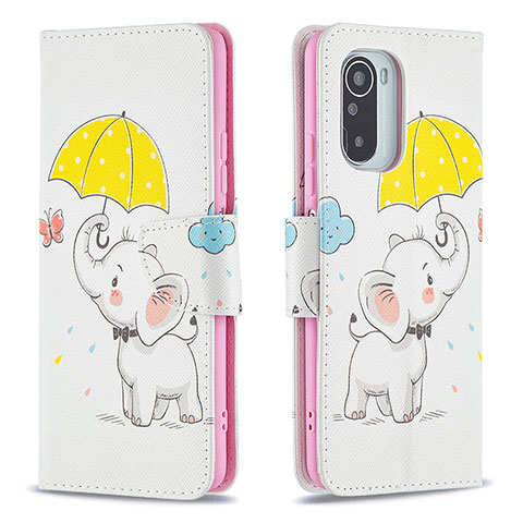 Custodia Portafoglio In Pelle Fantasia Modello Cover con Supporto B03F per Xiaomi Redmi K40 Pro 5G Giallo