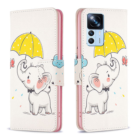 Custodia Portafoglio In Pelle Fantasia Modello Cover con Supporto B03F per Xiaomi Redmi K50 Ultra 5G Giallo