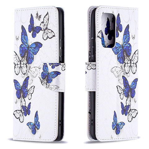 Custodia Portafoglio In Pelle Fantasia Modello Cover con Supporto B03F per Xiaomi Redmi Note 10 Pro 4G Blu