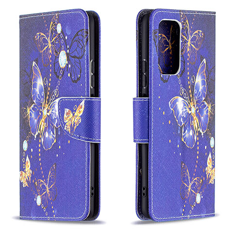 Custodia Portafoglio In Pelle Fantasia Modello Cover con Supporto B03F per Xiaomi Redmi Note 10 Pro 4G Blu Notte