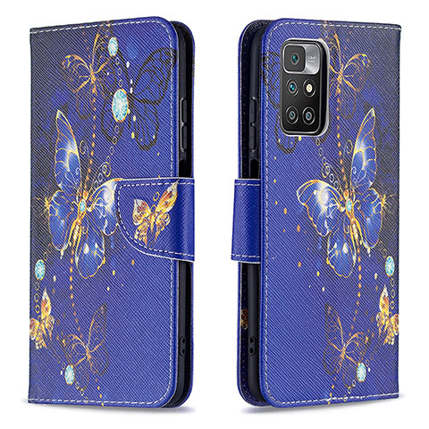 Custodia Portafoglio In Pelle Fantasia Modello Cover con Supporto B03F per Xiaomi Redmi Note 11 4G (2021) Blu Notte