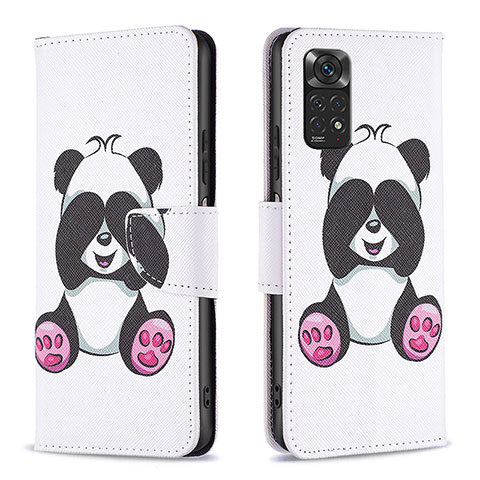 Custodia Portafoglio In Pelle Fantasia Modello Cover con Supporto B03F per Xiaomi Redmi Note 11 4G (2022) Bianco