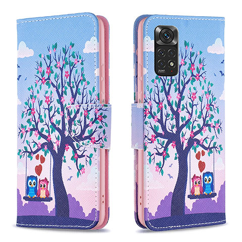 Custodia Portafoglio In Pelle Fantasia Modello Cover con Supporto B03F per Xiaomi Redmi Note 11 4G (2022) Lavanda