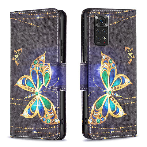 Custodia Portafoglio In Pelle Fantasia Modello Cover con Supporto B03F per Xiaomi Redmi Note 11 4G (2022) Nero