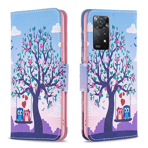 Custodia Portafoglio In Pelle Fantasia Modello Cover con Supporto B03F per Xiaomi Redmi Note 11 Pro 4G Lavanda