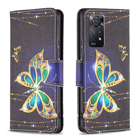 Custodia Portafoglio In Pelle Fantasia Modello Cover con Supporto B03F per Xiaomi Redmi Note 11 Pro 4G Nero