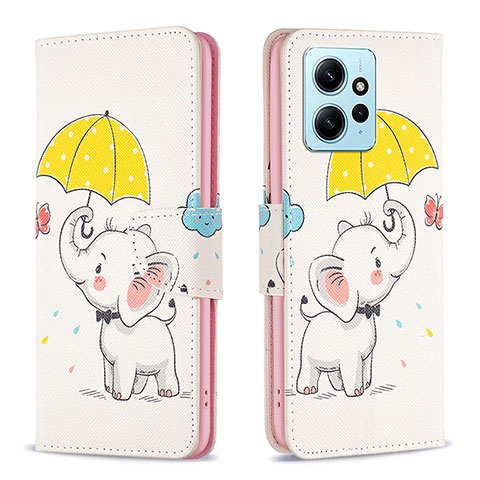 Custodia Portafoglio In Pelle Fantasia Modello Cover con Supporto B03F per Xiaomi Redmi Note 12 4G Giallo