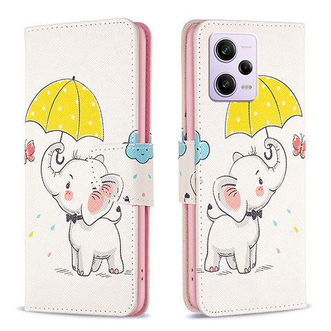 Custodia Portafoglio In Pelle Fantasia Modello Cover con Supporto B03F per Xiaomi Redmi Note 12 Pro+ Plus 5G Giallo